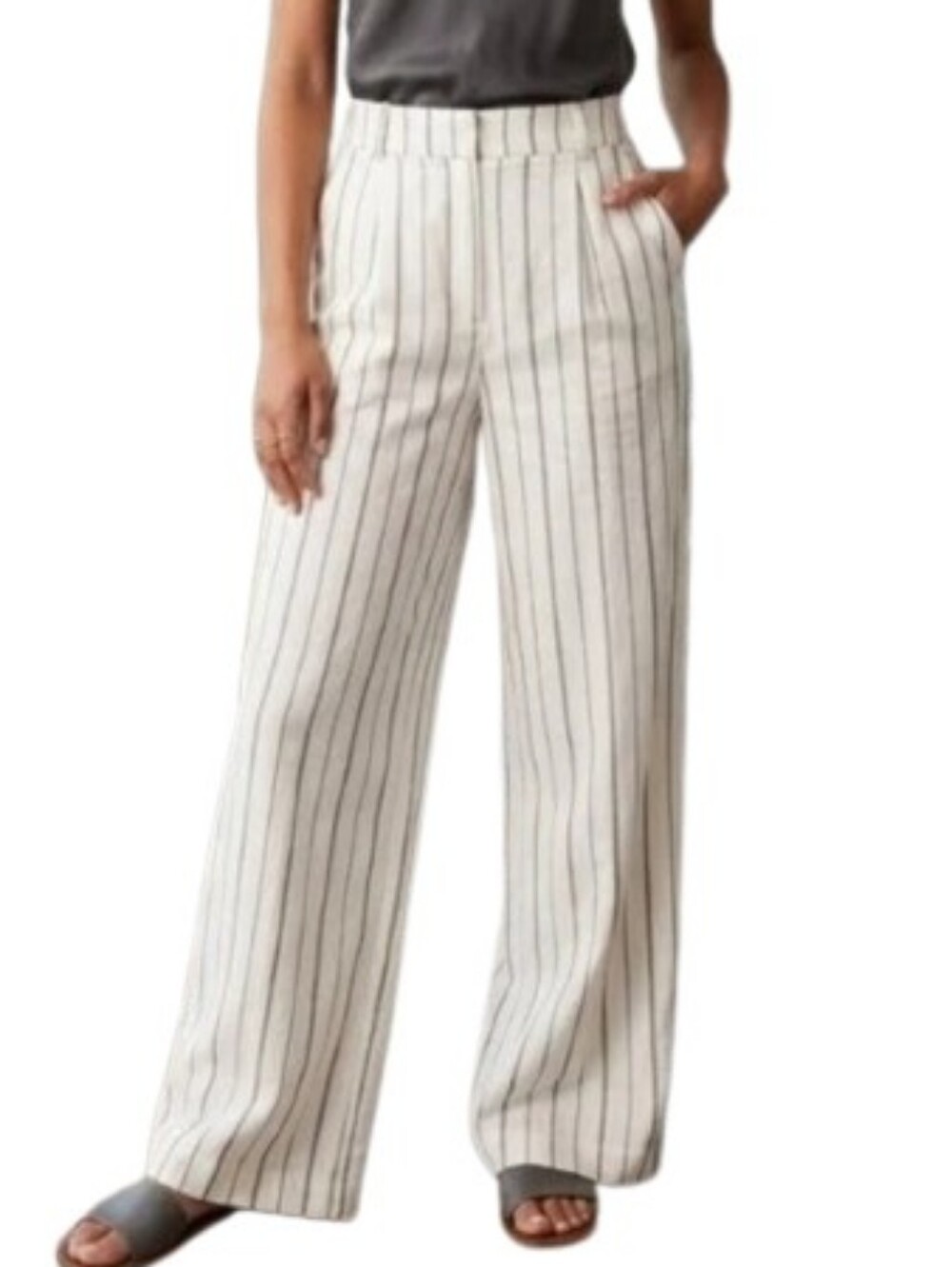 Old Navy Extra High Rise Linen Blend Taylor Wide Leg Trouser Pant Sz Lg